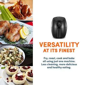 Elite Gourmet EAF2612D Personal 2.1Qt Compact Space Saving Programmable Hot Air Fryer, Oil-Less Healthy Cooker, Timer & Temperature Controls, 1000W, Black