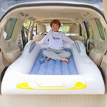 Inflatable Toddler Travel Bed- Portable Travel Toddler Air Bed for Kids Camping Air Mattress Racecar...