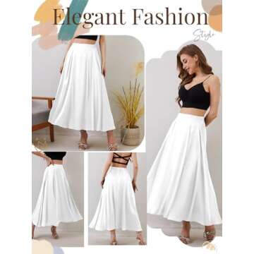 Satin Skirt Maxi Skirt Midi Skirt Silk Skirt Maxi Skirts for Women High Waisted Skirt Satin Skirts for Women Long Skirts for Women Trendy Plus Size Skirt A-Line Midi Skirts White