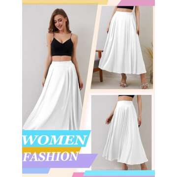 Satin Skirt Maxi Skirt Midi Skirt Silk Skirt Maxi Skirts for Women High Waisted Skirt Satin Skirts for Women Long Skirts for Women Trendy Plus Size Skirt A-Line Midi Skirts White