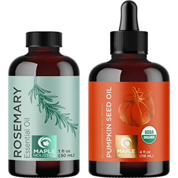 Natural Hair Growth Treatment Set - Organic Pumpkin Seed Oil and Pure Rosemary Essential Oil
