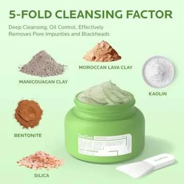 ZealSea Superfood Clay Face Mask: Deep Cleansing Mask for Controlling Oil & Blackhead Removal Pore C...