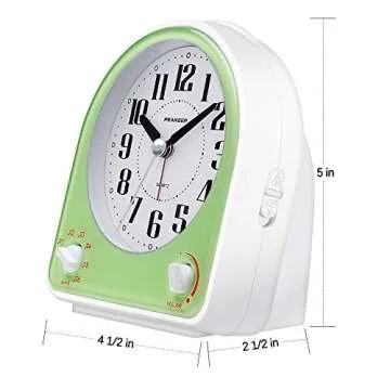 Peakeep Analog Alarm Clock Non-Ticking with 7 Sounds