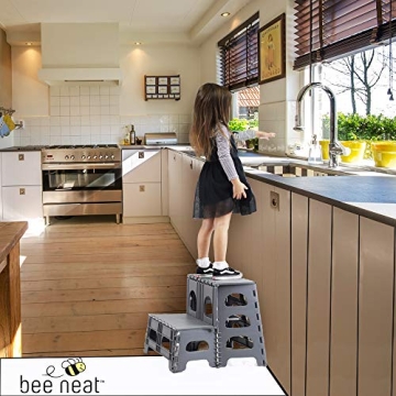 Bee Neat Folding 2 Step Stool - Safe for Kids & Adults
