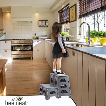 Bee Neat Folding 2 Step Stool - Safe for Kids & Adults