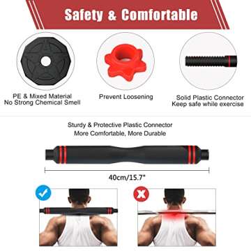 PINROYAL 4 in 1 Adjustable Dumbbell Set, 50LB Free Weights Dumbbells Set with Connecting Rod Used as Barbell, Non-Slip Handles & Base for Kettlebells, Push up, Weight Set for Home Gym for Men Women