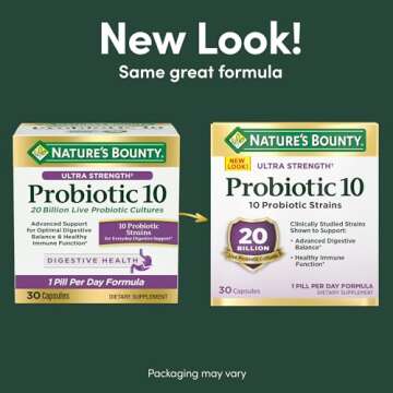 Nature’s Bounty Probiotic 10, Ultra Strength Daily Probiotic Supplement, Support for Digestive, Im...