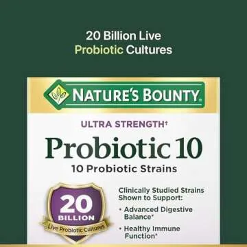 Nature’s Bounty Probiotic 10, Ultra Strength Daily Probiotic Supplement, Support for Digestive, Immune and Upper Respiratory Health, 1 Pack, 30 Capsules