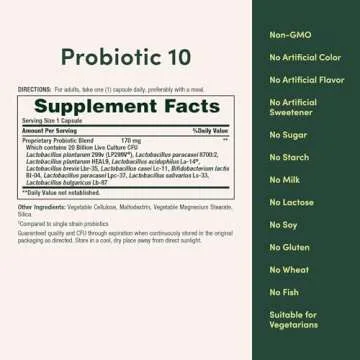 Nature’s Bounty Probiotic 10, Ultra Strength Daily Probiotic Supplement, Support for Digestive, Immune and Upper Respiratory Health, 1 Pack, 30 Capsules