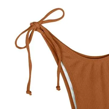 ZAFUL Ribbed Halter Straps Tanga Cheeky Bikini Swimwear