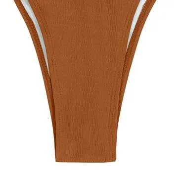 ZAFUL Ribbed Halter Straps Tanga Cheeky Bikini Swimwear