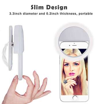 Selfie Light LED for Cell Phone Samsung Galaxy Sony and Other Smart Phones,Selfie Clip Light Rechargeable Dimmable Clip Ring Lights Fill-in Lighting Portable for Laptop, Camera