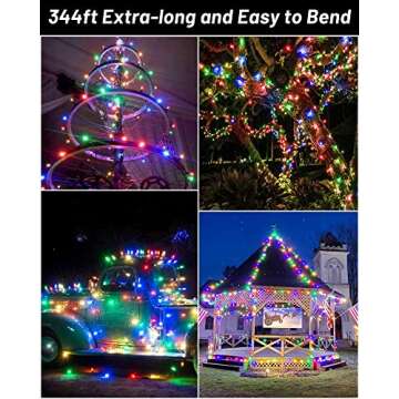 Solar Outdoor Fairy String Lights, Durable Easy Shaping 300 LED 100 Ft Waterproof Decorative Christmas Lights, 8 Modes with Remote for Party Garden Patio Decor