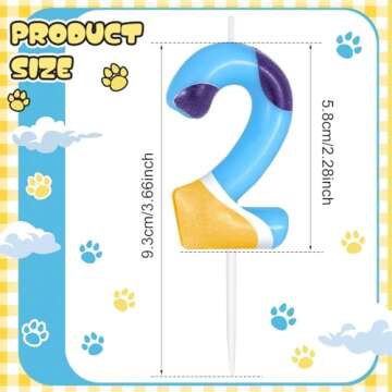 Blue Cake Topper Dog Paw Birthday Candle for Kids' Celebrations