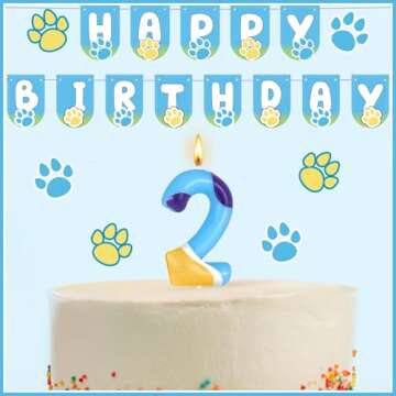 Blue Paw Cake Candle for Kids Birthday Celebrations