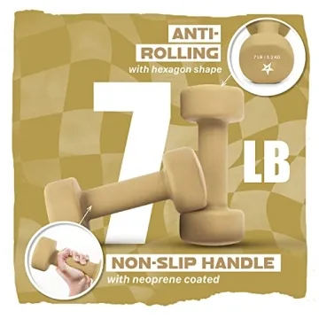 Yes4All Non-Slip Hexagon Neoprene Dumbbells, 7lbs Set