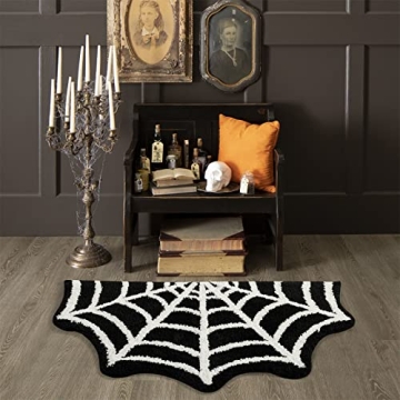 Estmy Gothic Spider Web Halloween Rug 2x3 Plush Non-Slip