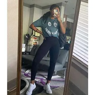 TomTiger Yoga Pants for Women 25''- High Waist Workout Leggings Tummy Control Butt Lifting Booty Tights 7/8 (Black,S)