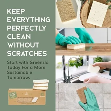 Greenzla Eco-Friendly Kitchen Sponges 12 Pack for Sustainable Cleaning