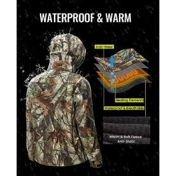 TIDEWE Heated Jacket for Men with Battery Pack, Heated Coat Next Camo G2, Size M