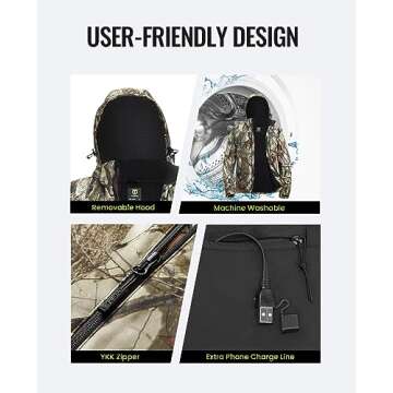 TIDEWE Heated Jacket for Men with Battery Pack, Heated Coat Next Camo G2, Size M