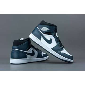 NIKE Men's Air Jordan 1 Mid Shoes, Armory Navy White Black, 11