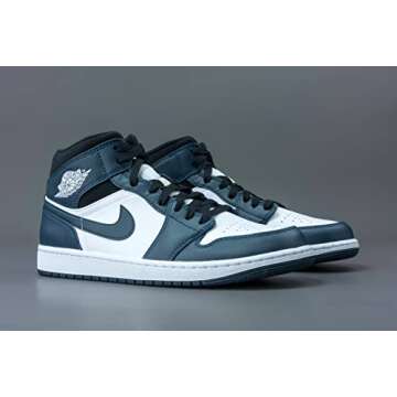 NIKE Men's Air Jordan 1 Mid Shoes, Armory Navy White Black, 11