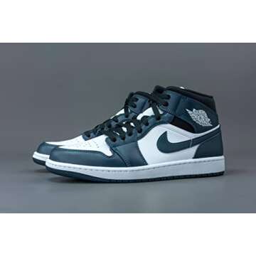 NIKE Men's Air Jordan 1 Mid Shoes, Armory Navy White Black, 11