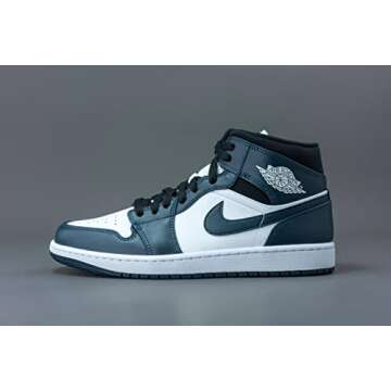 NIKE Men's Air Jordan 1 Mid Shoes, Armory Navy White Black, 11