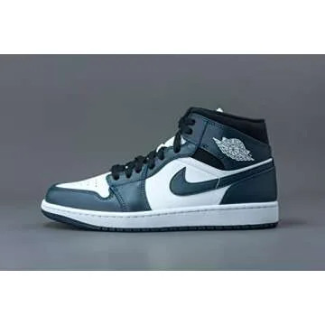 NIKE Men's Air Jordan 1 Mid Shoes, Armory Navy White Black, 11
