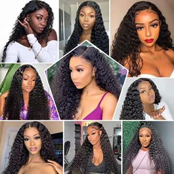 Laritaiya Deep Wave Lace Front Wigs Human Hair for Black Women 13x4 Curly Lace Frontal Wigs Wet and Wavy HD Transparent Lace Front Wigs Human Hair Pre Plucked with Baby Hair 180% Density 20inch