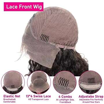 Laritaiya Deep Wave Lace Front Wigs Human Hair for Black Women 13x4 Curly Lace Frontal Wigs Wet and Wavy HD Transparent Lace Front Wigs Human Hair Pre Plucked with Baby Hair 180% Density 20inch