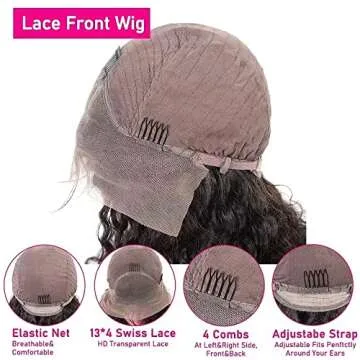 Laritaiya Deep Wave Lace Front Wigs Human Hair for Black Women 13x4 Curly Lace Frontal Wigs Wet and Wavy HD Transparent Lace Front Wigs Human Hair Pre Plucked with Baby Hair 180% Density 20inch