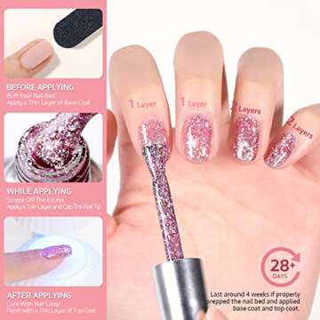 GAOY Pink Glitter Gel Polish for Long Lasting Shine