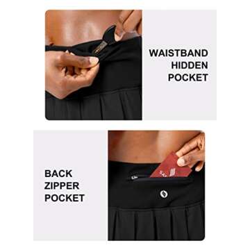 SANTINY Pleated Tennis Skirt with Shorts & 4 Pockets