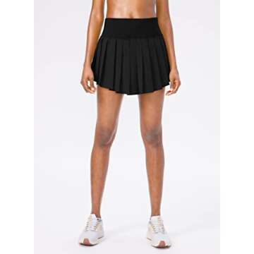 SANTINY Pleated Tennis Skirt with Shorts & 4 Pockets