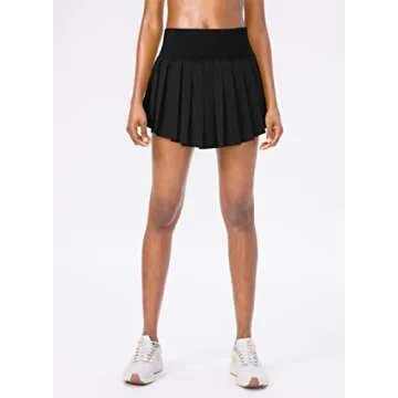 SANTINY Pleated Tennis Skirt with Shorts & 4 Pockets