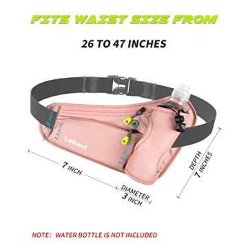 Labeol Running Belt with Water Bottles, Adjustable 2 Zipper Pockets Running Waist Pack Hydration Bag...