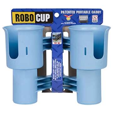 ROBOCUP, (Light Blue EZ-Spring), Best Cup Holder for Drinks, Fishing Rod/Pole, Boat, Beach Chair, Golf Cart, Wheelchair, Walker, Drum Sticks, Microphone Stand