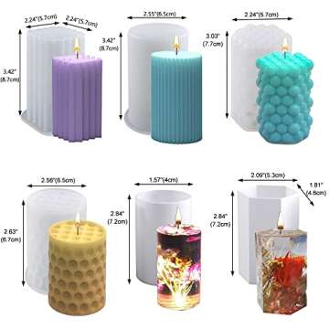 NICAVKIT 6Pcs DIY Candle Molds Set for Creative Fun