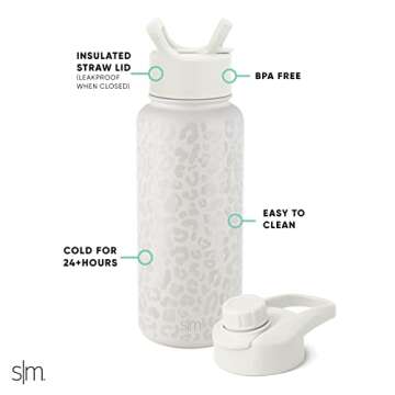 Simple Modern Water Bottle with Straw and Chug Lid Vacuum Insulated Stainless Steel Metal Thermos Bo...