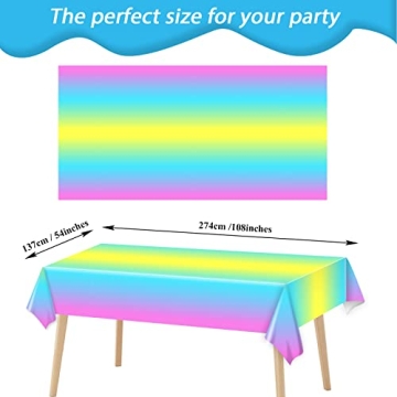 Gisgfim Ombre Pastel Rainbow Tablecloths for Parties