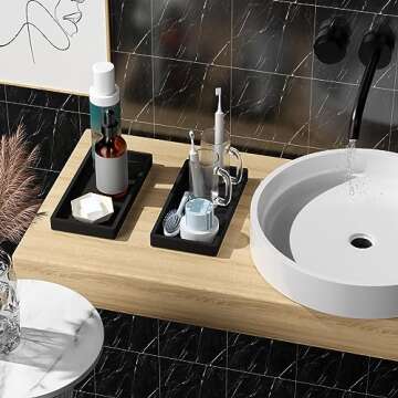 BBK Bathroom Vanity Tray 7.8 in - 2 Pack(Small) Silicone Bathroom Tray for Counter, Perfume Key Trin...