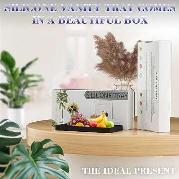 BBK Bathroom Vanity Tray 7.8 in - 2 Pack(Small) Silicone Bathroom Tray for Counter, Perfume Key Trinket Ring Tray, Decor Soap Dispenser Countertop Tray for Kitchen Sink Organization (Black)