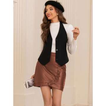 Chic Belle Poque Faux Leather High Waisted Skirt
