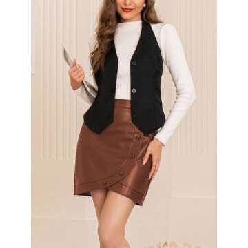 Chic Belle Poque Faux Leather High Waisted Skirt