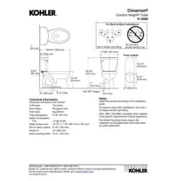 Comfort Height Kohler Cimarron Toilet with AquaPiston Technology