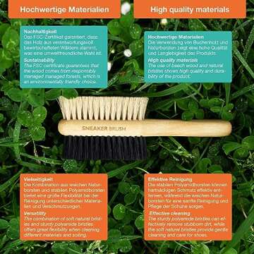 sneaker cleaner - shoe cleaning set, white shoe cleaner, suede cleaner, 8,45 Fl oz shoe cleaning kit with 2 brushes + 1 microfibre cloth - Recipe Made in Germany