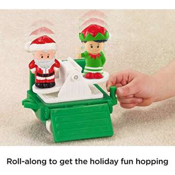 Fisher-Price Little People Toddler Toy Musical Christmas Train with Santa Elf & Reindeer Figures for Pretend Play Kids Ages 1+ Years​