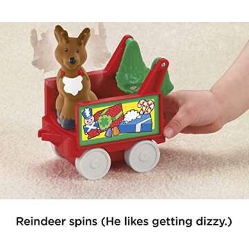 Fisher-Price Little People Toddler Toy Musical Christmas Train with Santa Elf & Reindeer Figures for Pretend Play Kids Ages 1+ Years​